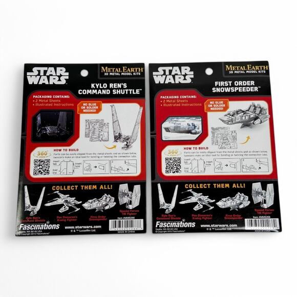 Star Wars Metal Earth 3D Model Kits Kylo Ren’s Command Shuttle and Snowspeeder - Picture 2 of 2